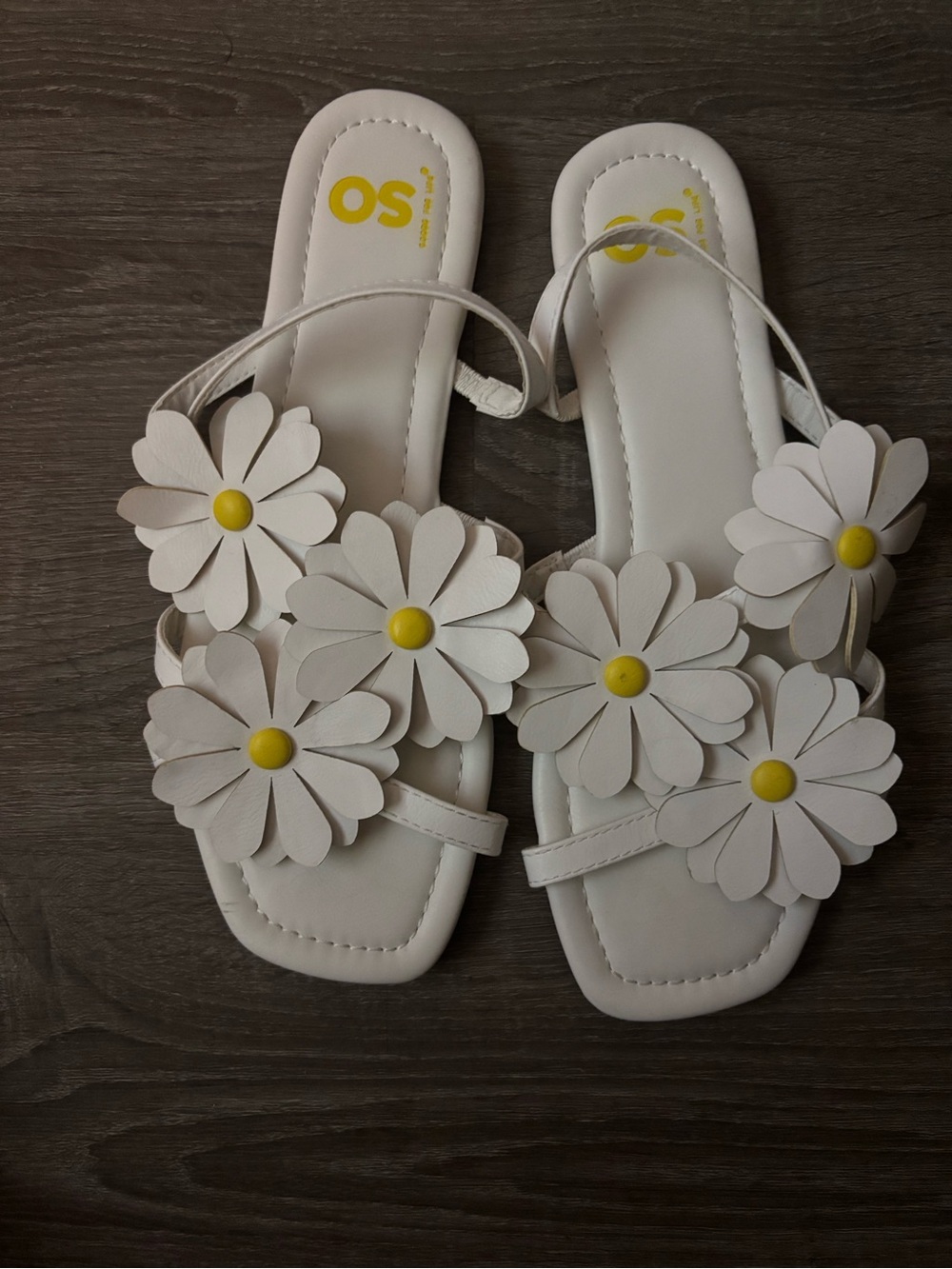 White Daisy Appliqué Women's Slide Sandals